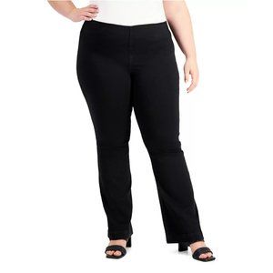 I.N.C. International Concepts Plus Size Pull-On Flare-Leg Jeans, Deep Black